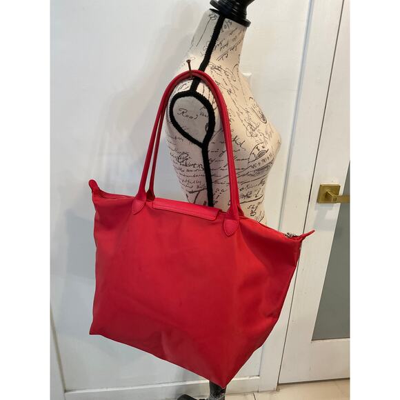 Authentic Longchamp Le Pliage Large NEO Orange Nylon Tote Shoulder bag - Picture 5 of 10